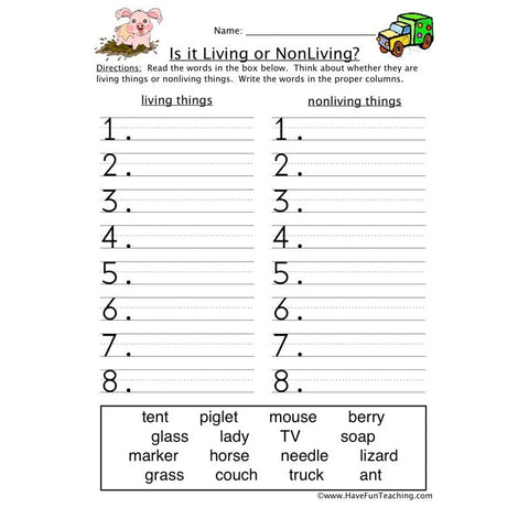 Living Non Living Worksheet 3
