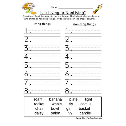 Living Non Living Worksheet 5