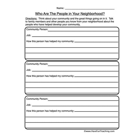Local People Worksheet