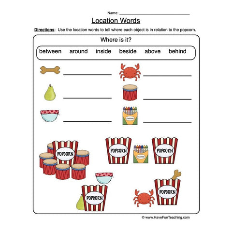Location Words Worksheet