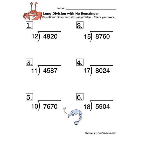 Long Division No Remainder Worksheet 2