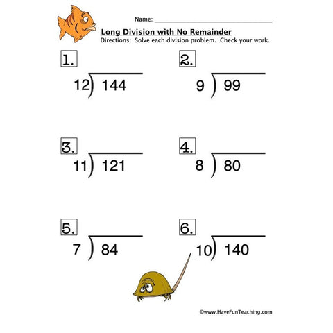 Long Division No Remainder Worksheet 3