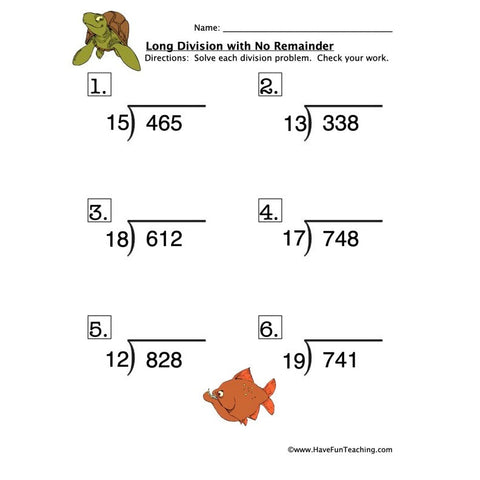 Long Division No Remainder Worksheet 4