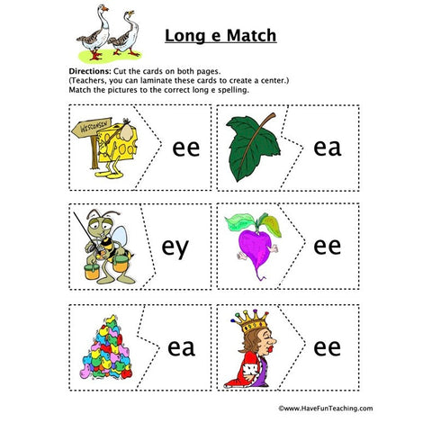 Long E Matching Worksheet