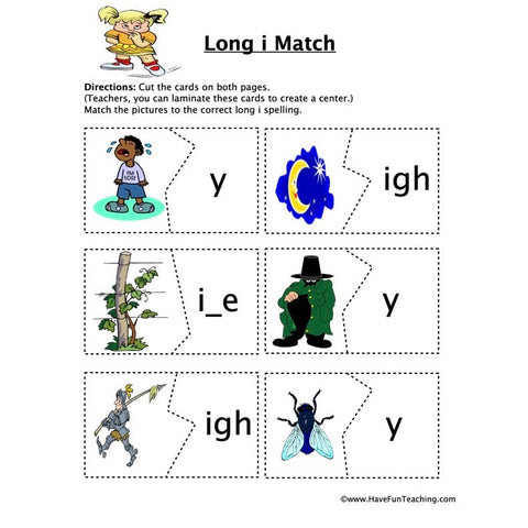 Long I Matching Worksheet