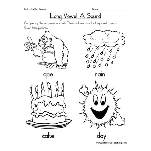 Long Vowel Letter a Sound Worksheet