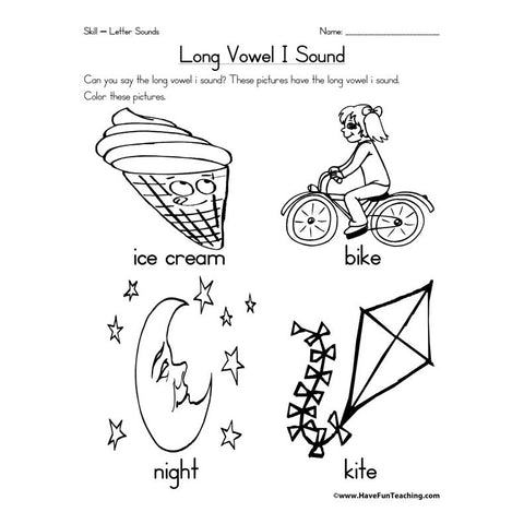 Long Vowel Letter I Sound Worksheet