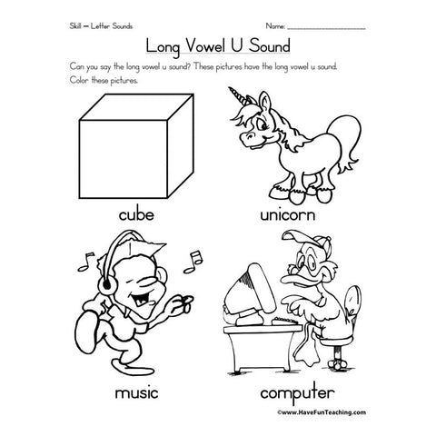 Long Vowel Letter U Sound Worksheet