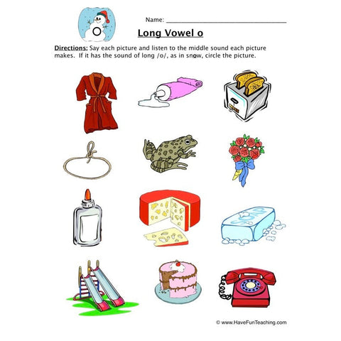 Long Vowel O Worksheet
