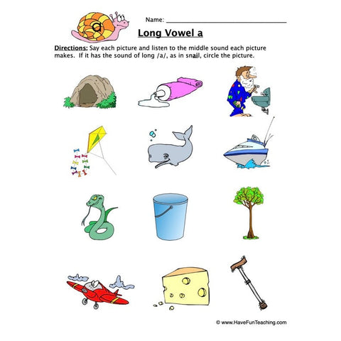 Long Vowel Sounds a Worksheet