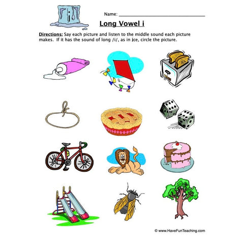 Long Vowel Sounds I Worksheet