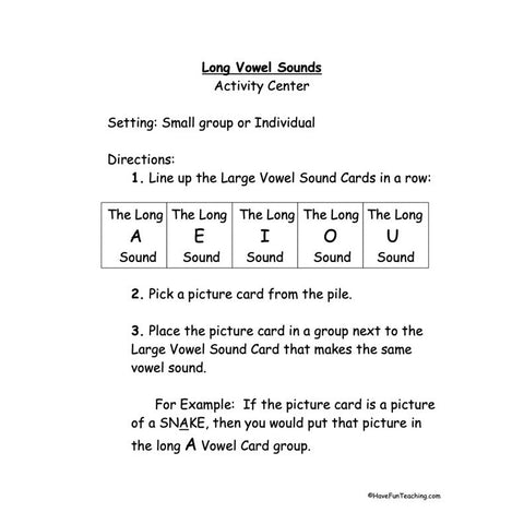 Long Vowel Sounds Worksheet 2
