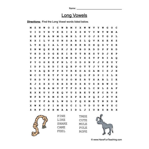 Long Vowels Worksheet