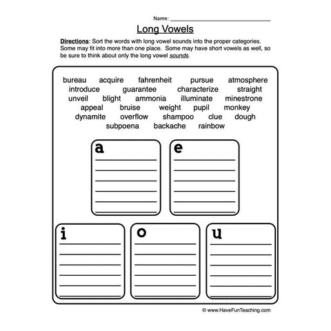 Long Vowels Worksheet 2
