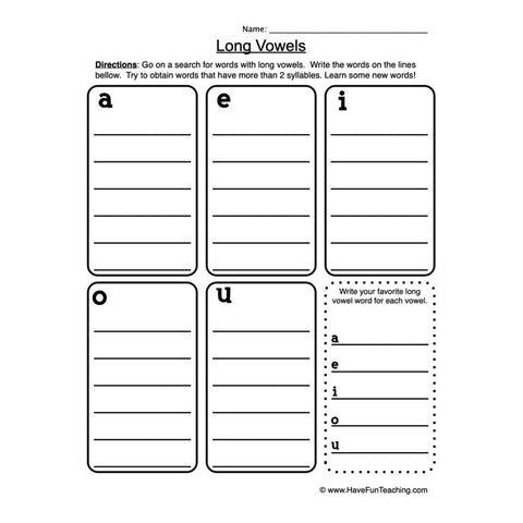 Long Vowels Worksheet 4