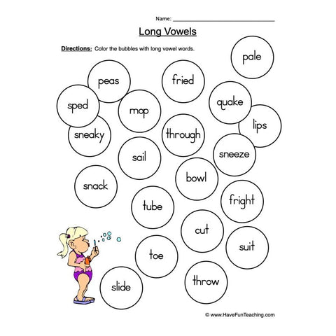 Long Vowels Worksheet 6