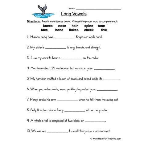 Long Vowels 6 Worksheet