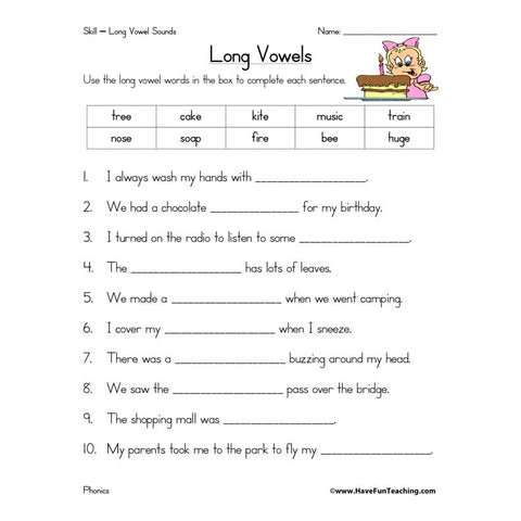 Long Vowels Worksheet 8