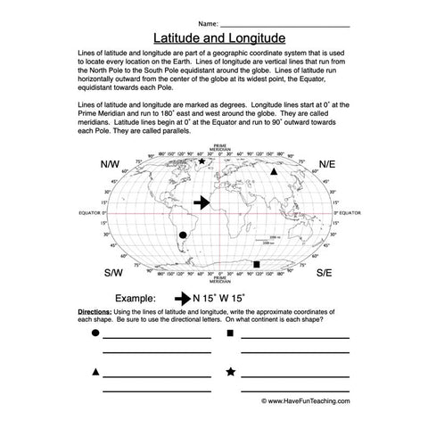 Longitude Latitude Worksheet 2