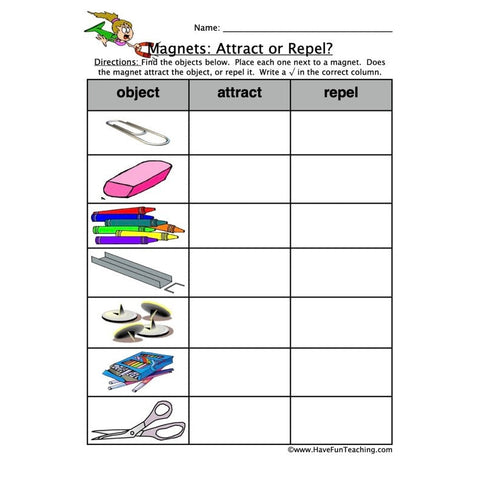 Magnet Attraction Worksheet