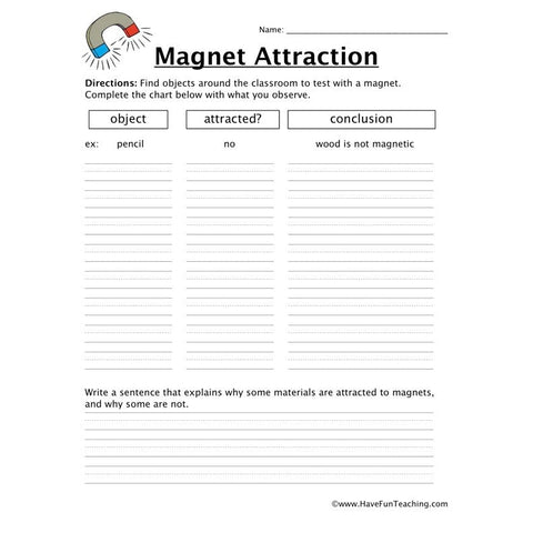 Magnet Attraction Worksheet 2