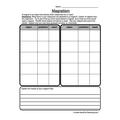 Magnets Worksheet