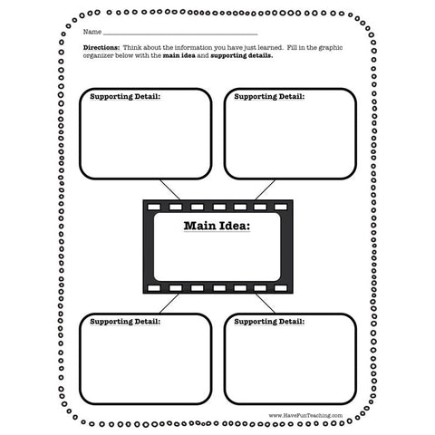 Main Idea and Four Supporting Details Graphic Organizer