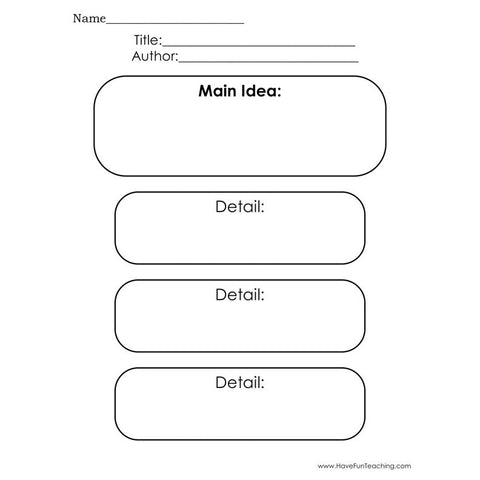 Main Idea and Three Details Graphic Organizer
