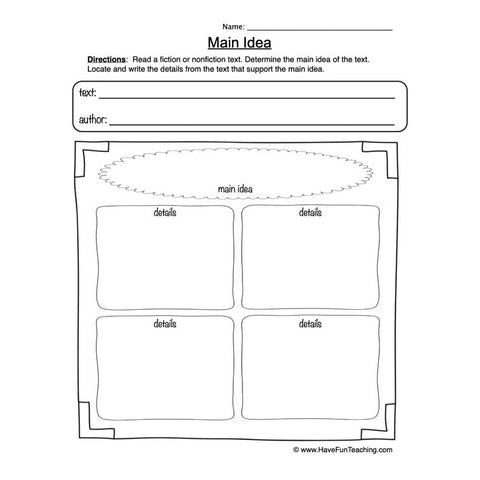 Main Idea Worksheet 3