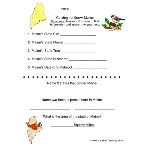 Maine Worksheet