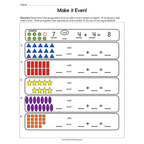 Make It Even Worksheet