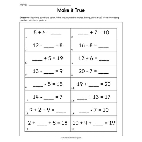 Make It True Worksheet