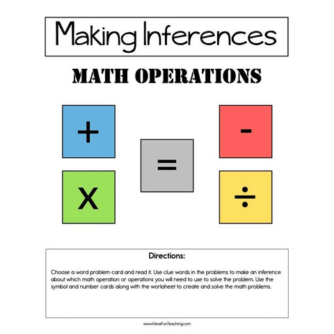 Making Inferences Math Operations Game