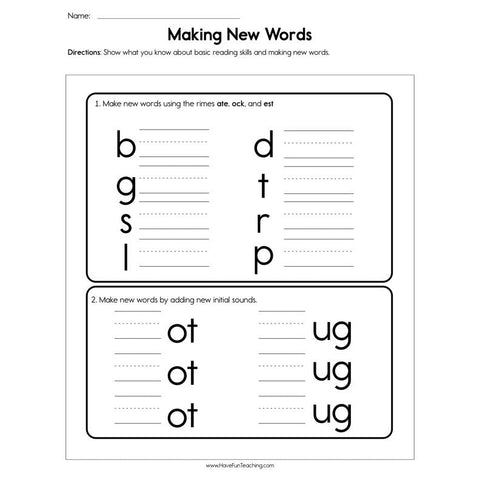Making New Words Worksheet
