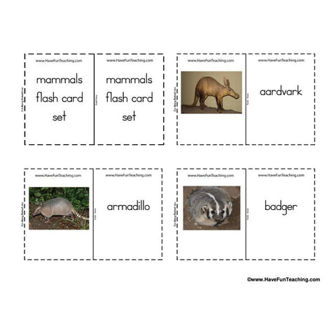 Mammal Small Flash Cards