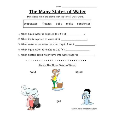 Many States of Water Worksheet