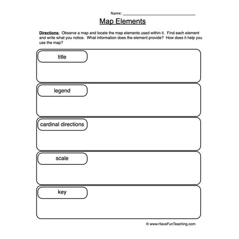 Map Elements Worksheet