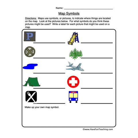 Map Symbols Worksheet