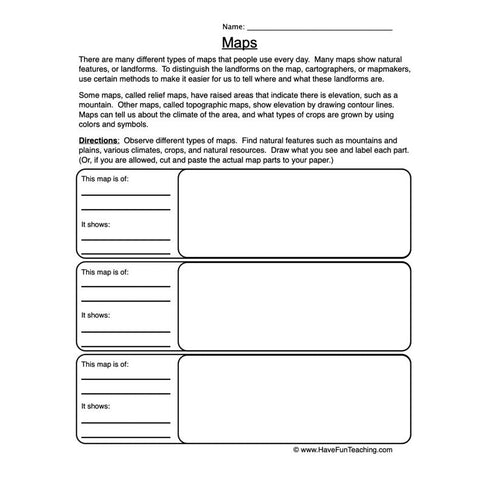 Maps Worksheet