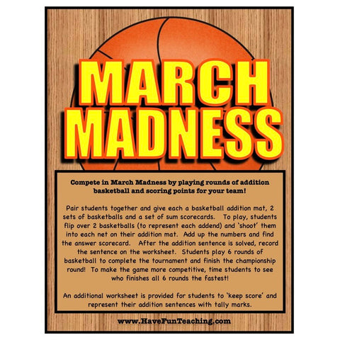 March Madness Basketball Addition Game