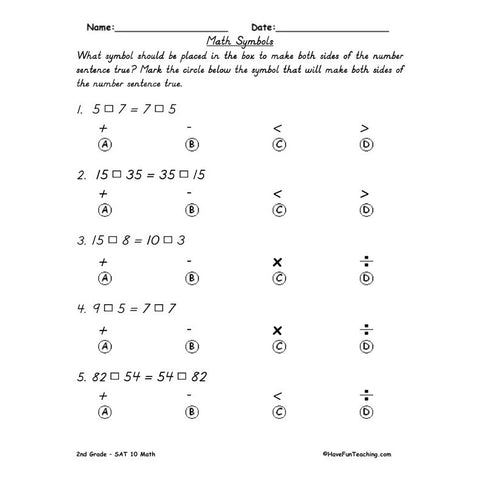 Math Test Practice Worksheet