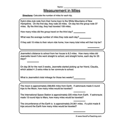 Measurement Foot Yard Mile Worksheet 2