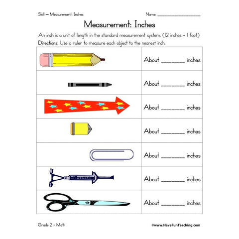 Measurement Inches Worksheet 3