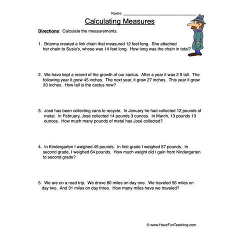 Measurement Worksheet