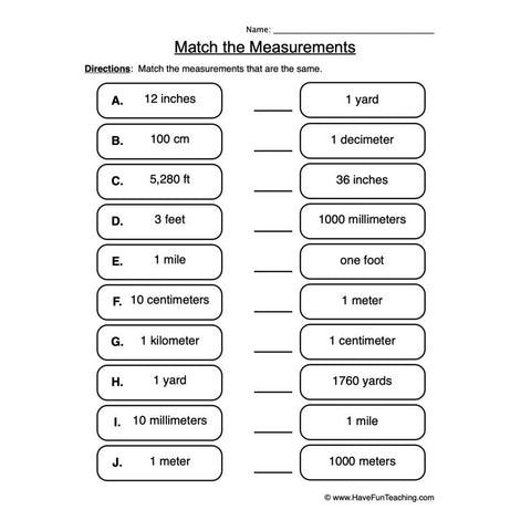Measurement Worksheet 2