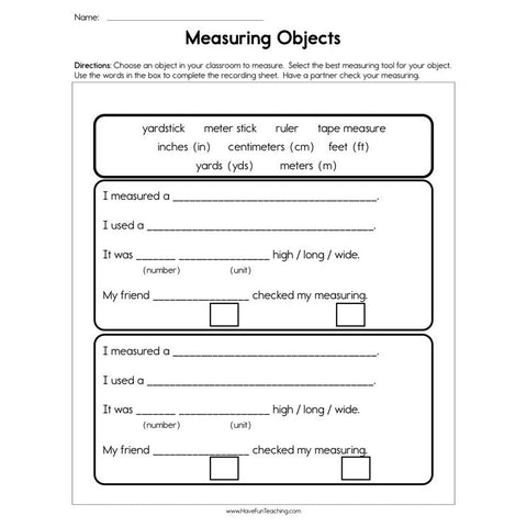 Measuring Objects Worksheet