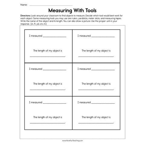 Measuring with Tools Worksheet