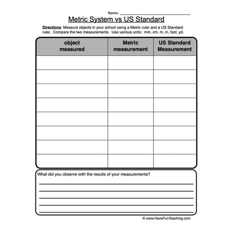 Metric Worksheet 2