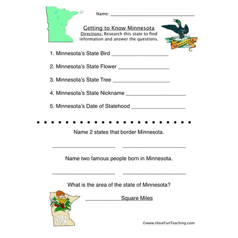 Minnesota Worksheet