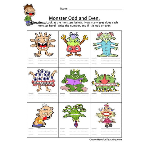 Monster Odd Even Worksheet